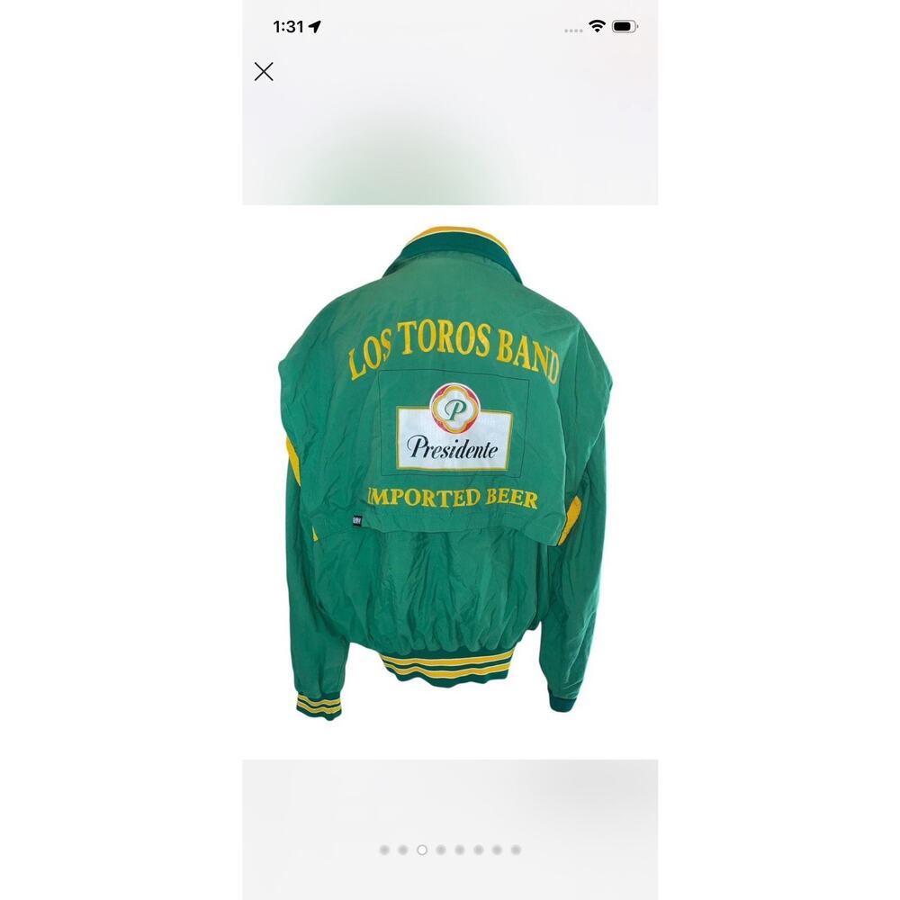 Rennoc Los Toros Band Presidente Beer Varsity Jacket Green Yellow - Picture 3 of 6
